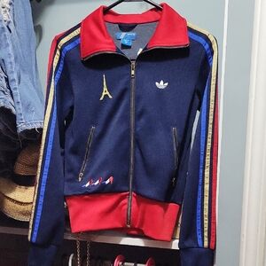 Adidas Navy Jacket with Red and Gold Details